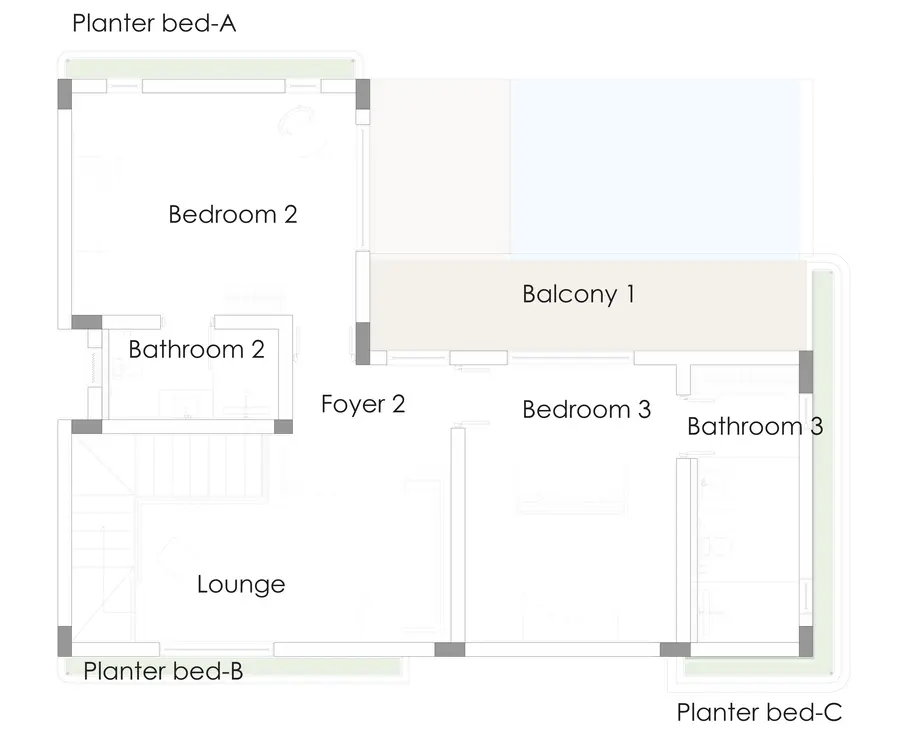 Type A villa's first floor map