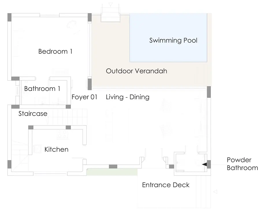 Type A villa's ground floor map