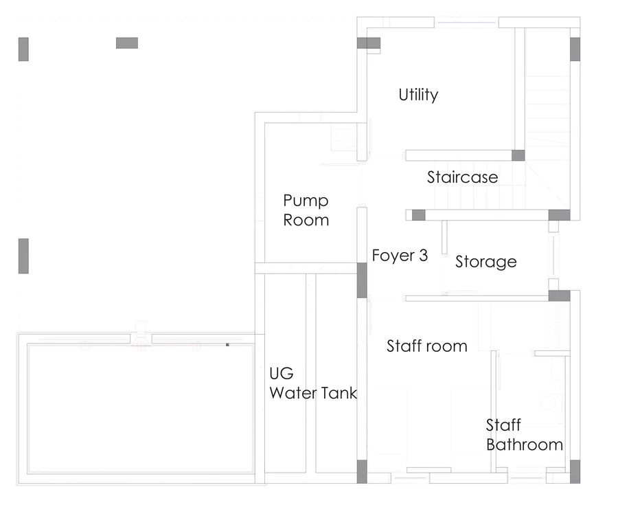 Type B villa's basement floor map