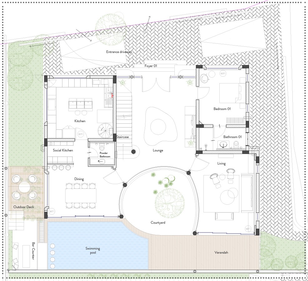 Tree villa's ground floor map